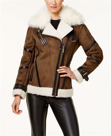 michael kors faux fur bomber jacket